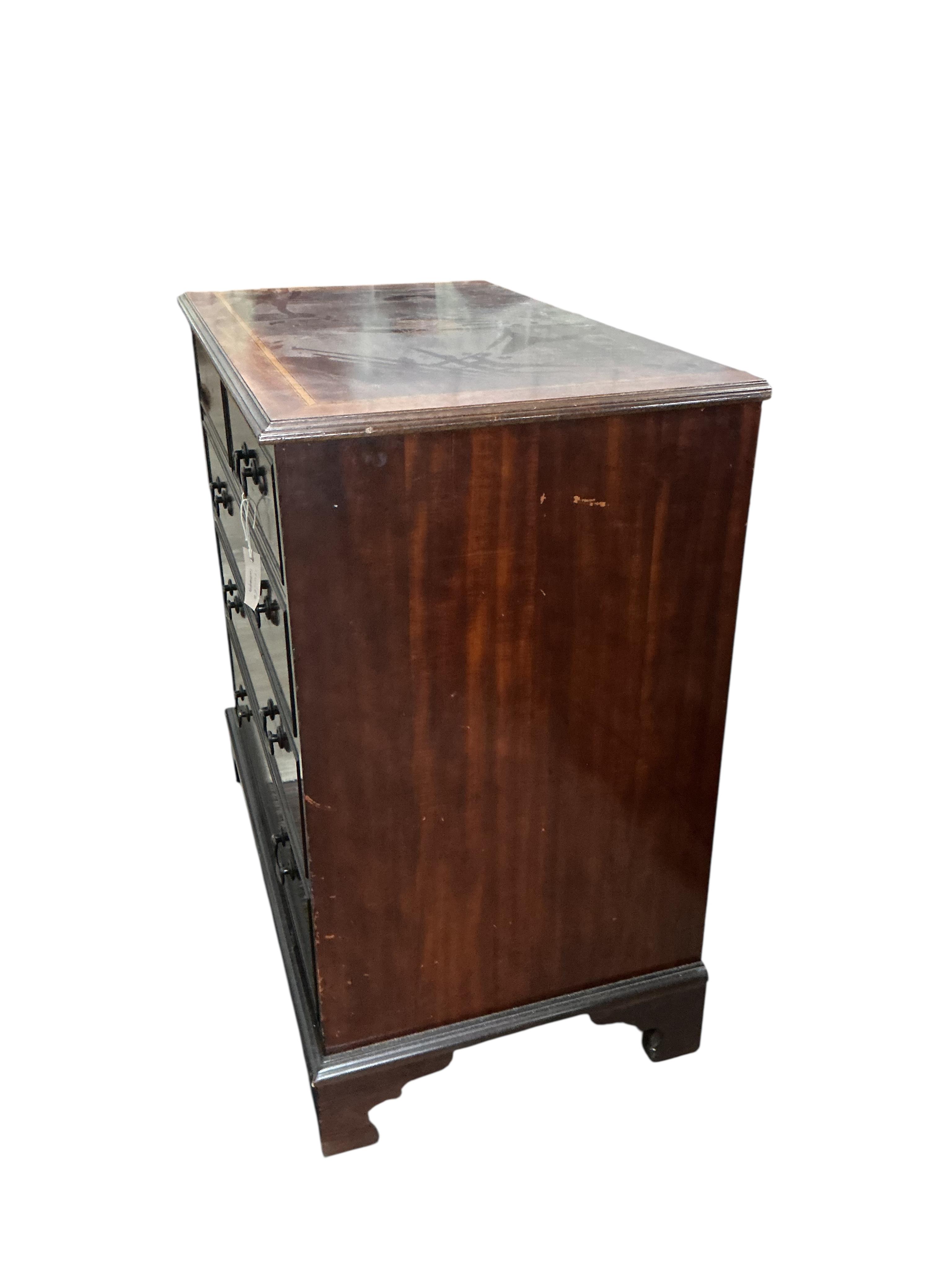 An Edwardian style banded mahogany chest of drawers, width 94cm, depth 53cm, height 94cm